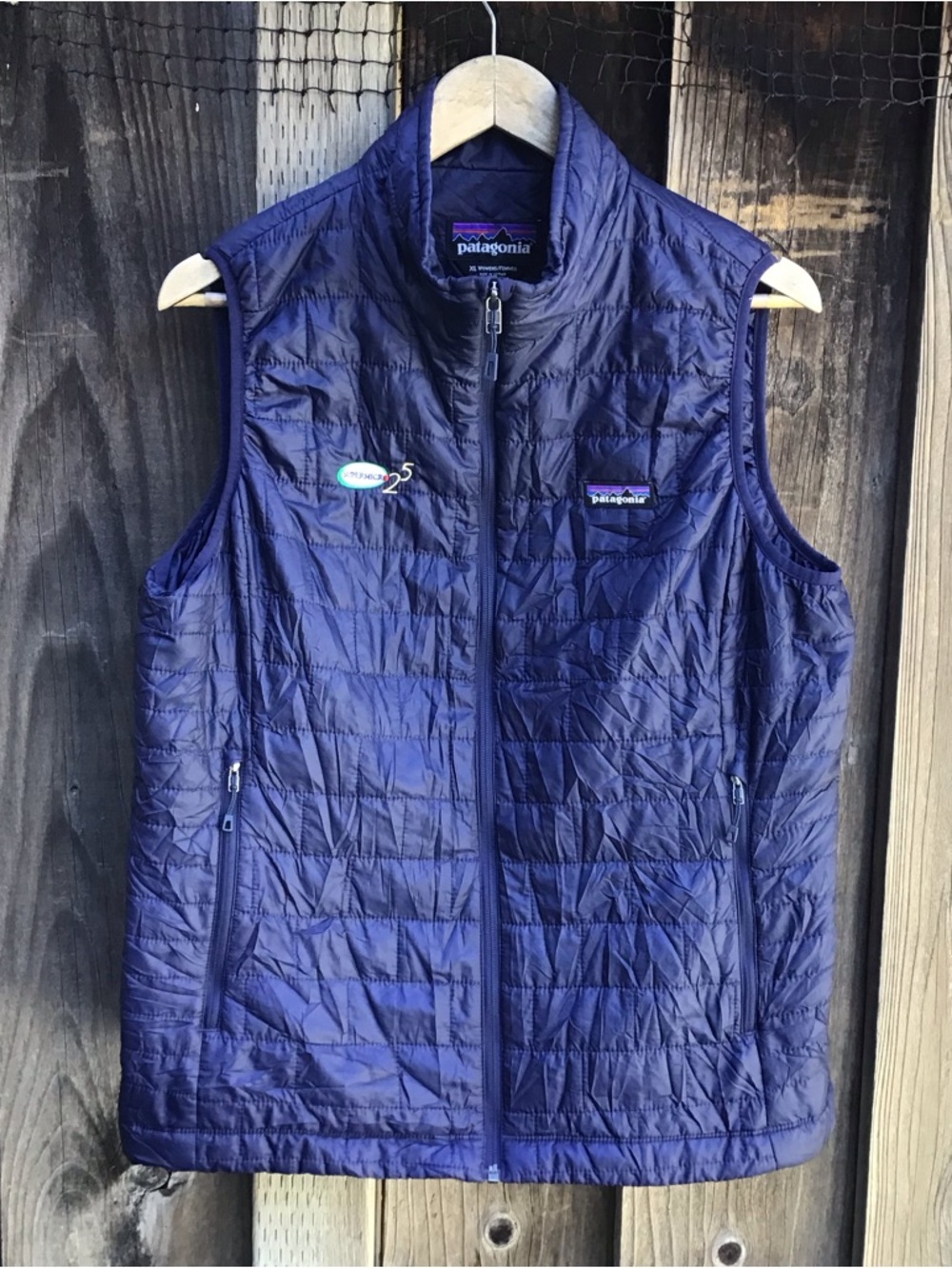 Patagonia Nano Puff Vest Womens XL Blue Primaloft Lightweight Puffer Puff Logo